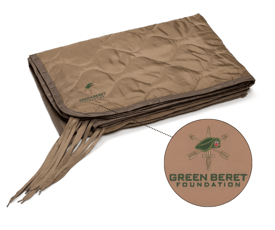 The first 100 donations of $100 or more will receive a custom Green Beret Foundation Woobie Gear blanket.